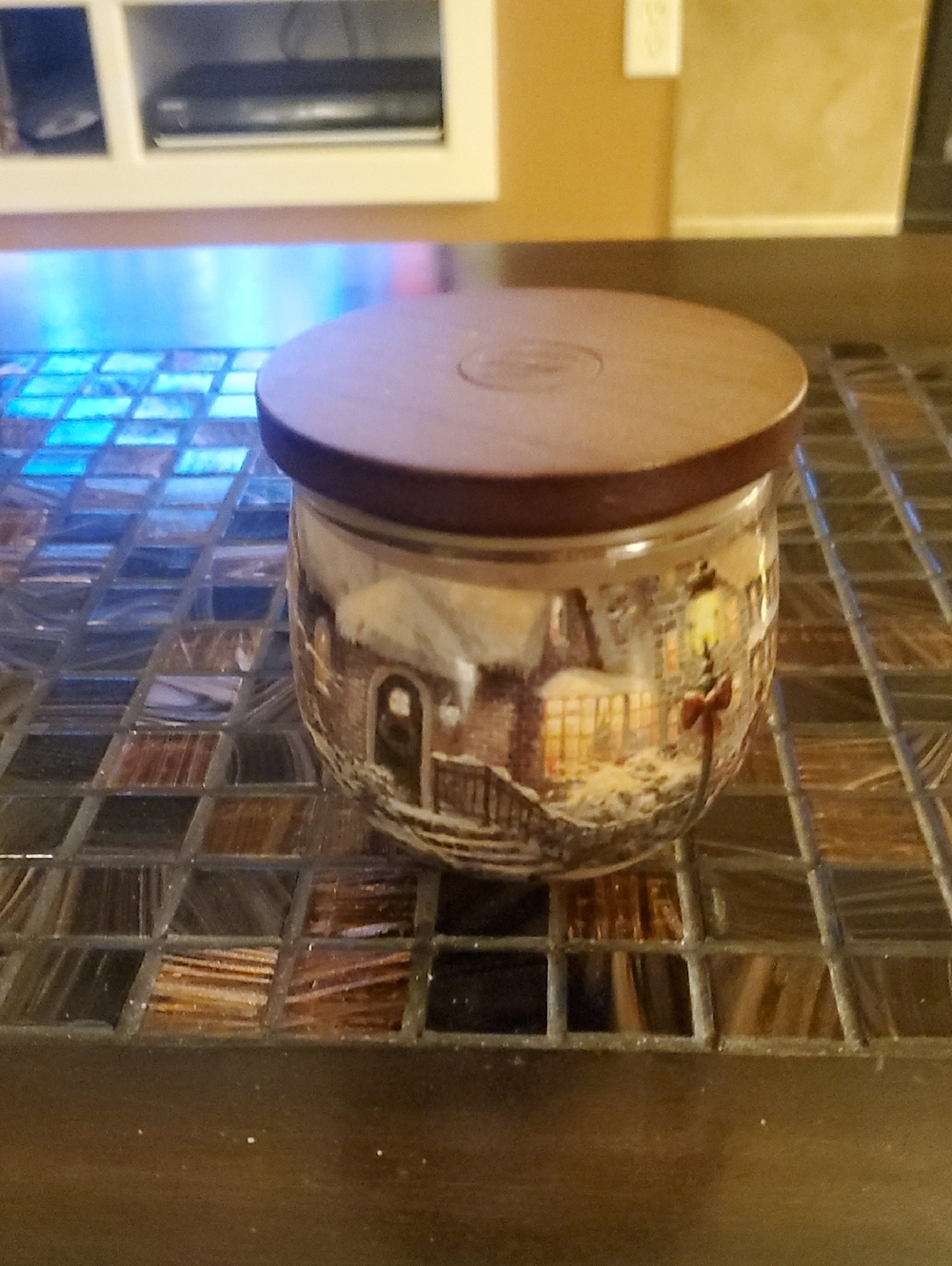 Glade Decorative Winter Village Glass Jar with Wooden Lid Candle
